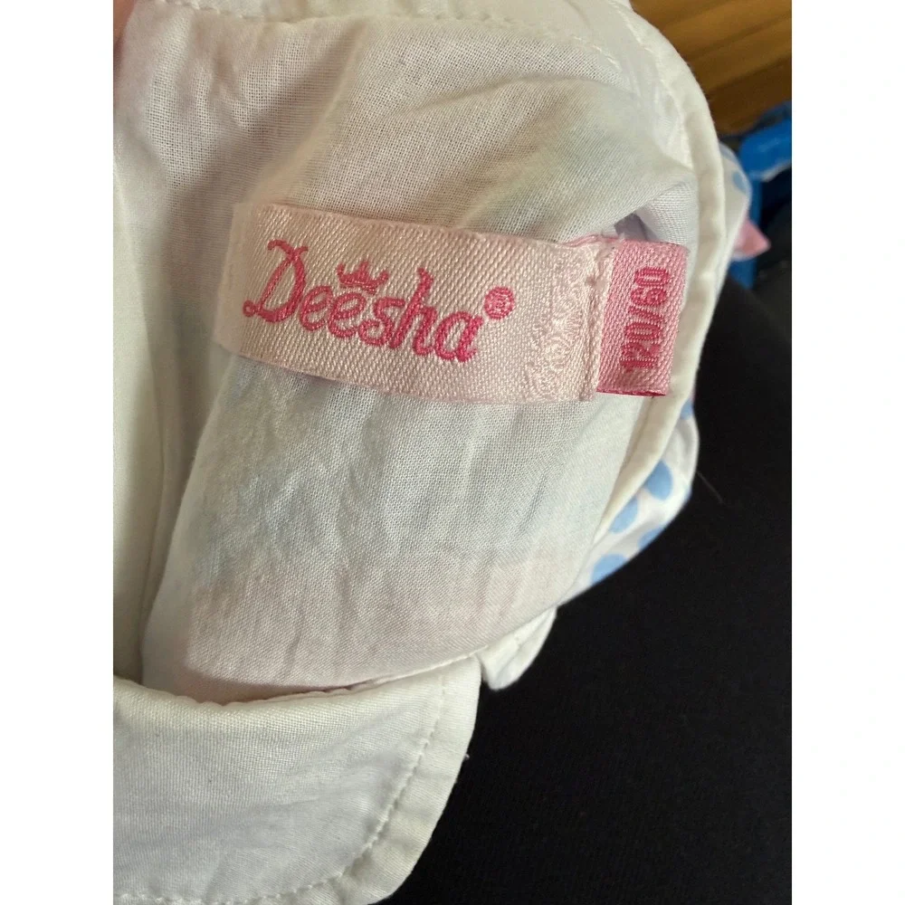Deesha pink polka dot‎ little girls dress collared party dress